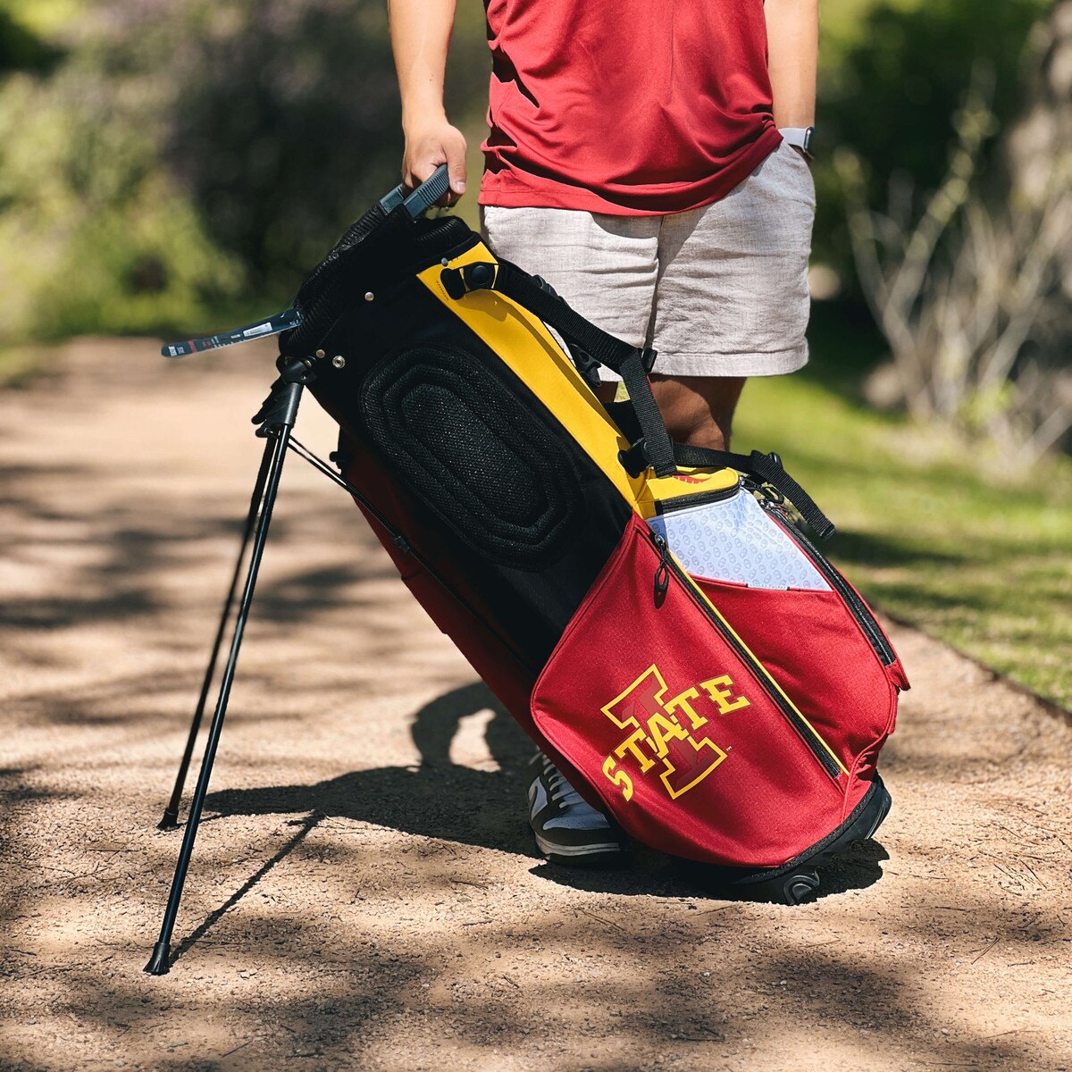 I-State Cyclones Cardinal & Gold Back Nine Stand Golf Bag